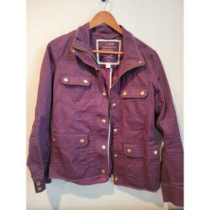 J. CREW Relaxed Fit Boyfriend Field Jacket Purple Gold EUC Size Medium